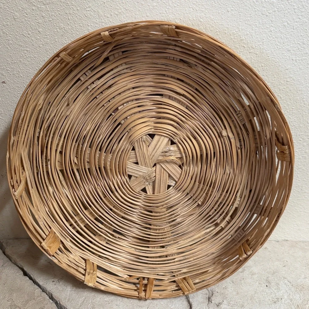 Vintage Wicker Storage Basket w/ Lid | Tall Boho Rattan Blanket Hamper